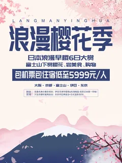 创意浪漫唯美风格创意樱花节海报