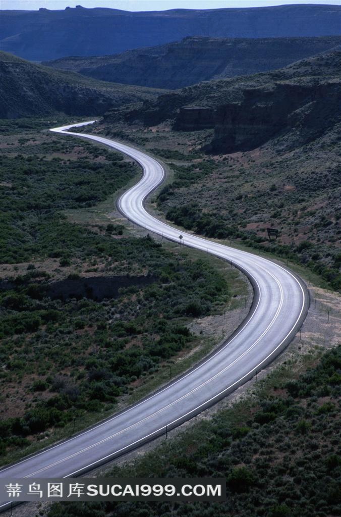 草原中弯曲的道路