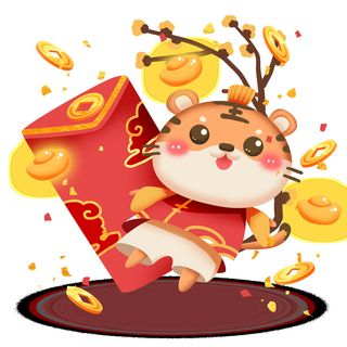 可爱2022年虎年吉祥物卡通形象新年海报元素AI矢量图PSD分层设计素材