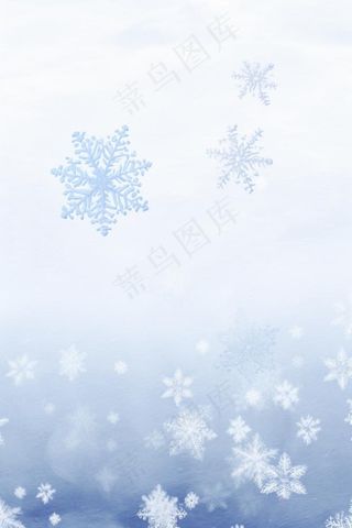 简约唯美雪花清新蓝白背景