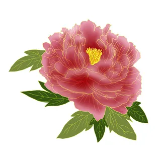 手绘国潮中国风古典牡丹花国花花卉装饰图案PSD设计素材 手绘国潮中国风古典牡丹花国花花卉装饰图案PSD设计素材