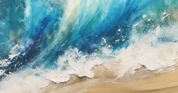 海浪拍打沙滩的水彩插画背景