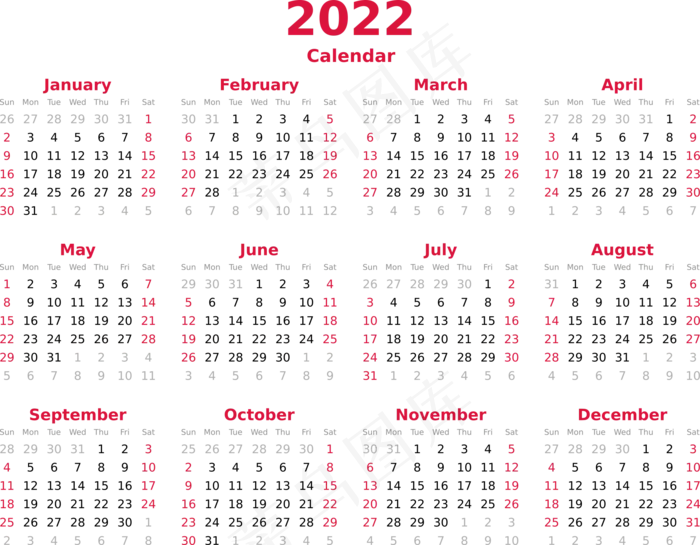 来临, 2022日历日历, 出现日历可打印的, 浆果ai矢量模版下载