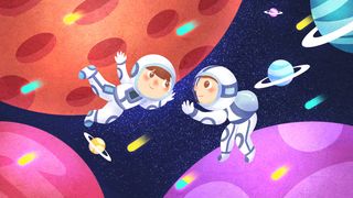 人类月球日插画