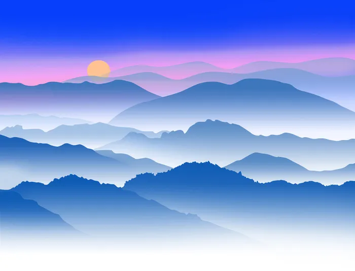 浪漫远山静谧山水矢量风格背景图