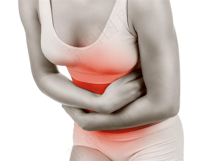 腹部疼痛的女性