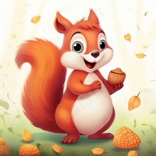 松鼠松果动物卡通插画素材背景