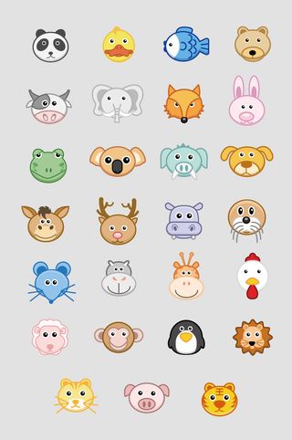 AI矢量卡通动物头像