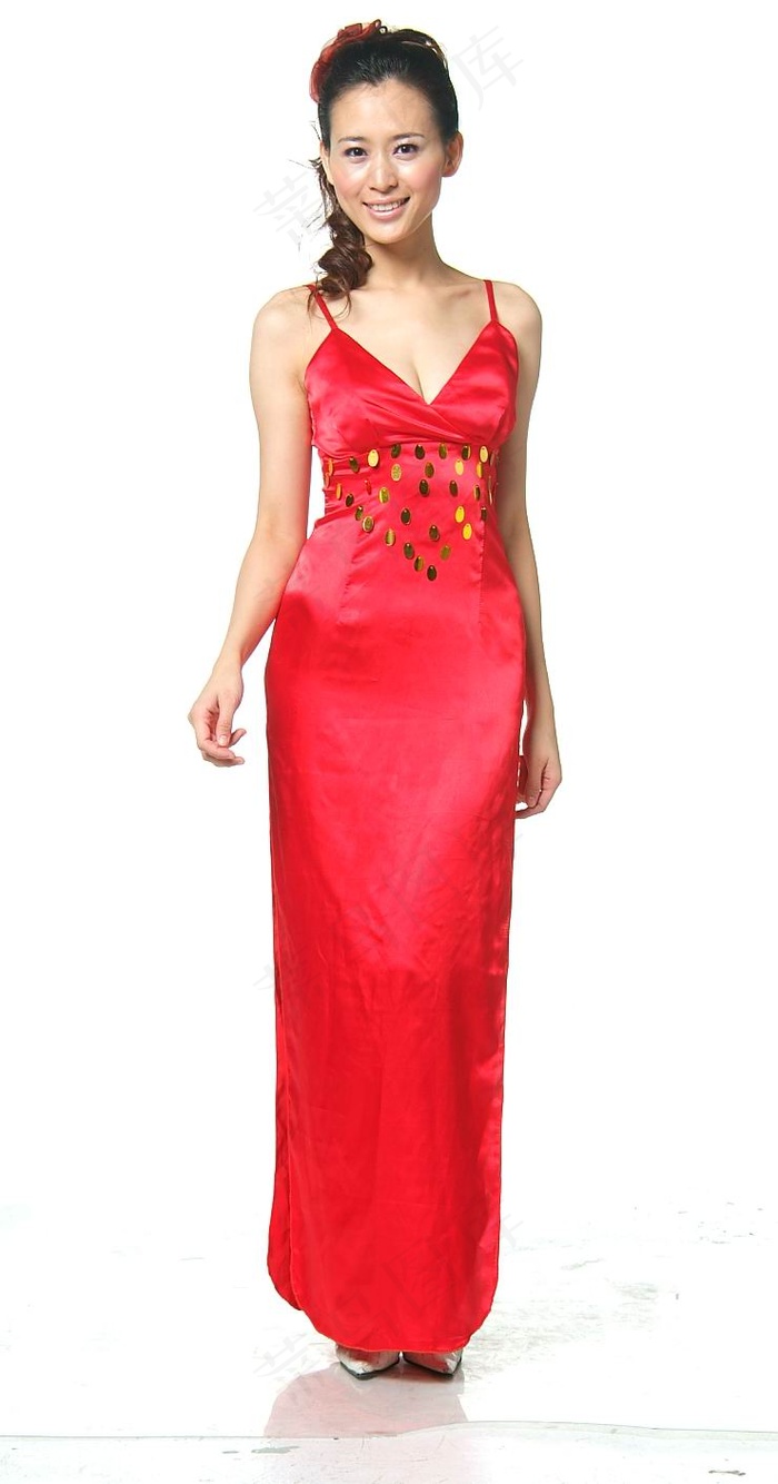红色长款礼服