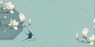 灰色国风玉兰花燕子春天展板背景