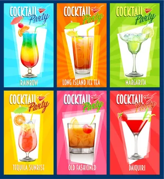 鸡尾酒设计海报矢量图