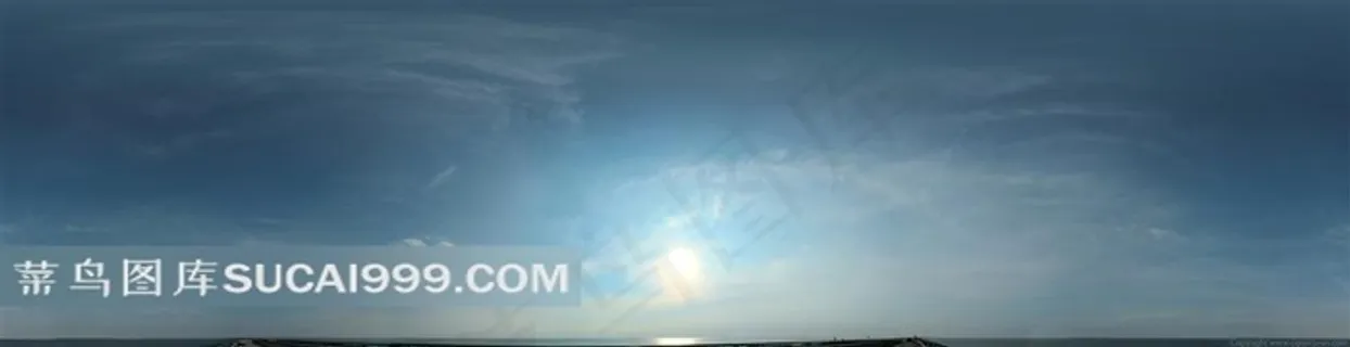 晴朗的蓝色天空中有个太阳周围有些淡色的云