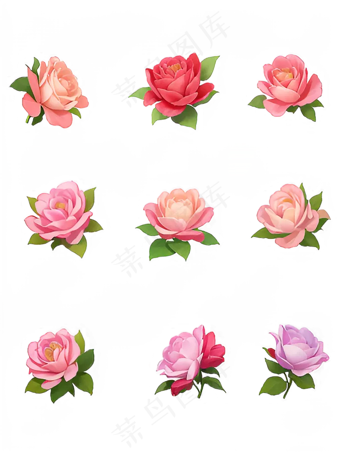 红色 粉色 手绘 免抠 PNG 玫瑰 花 素材5