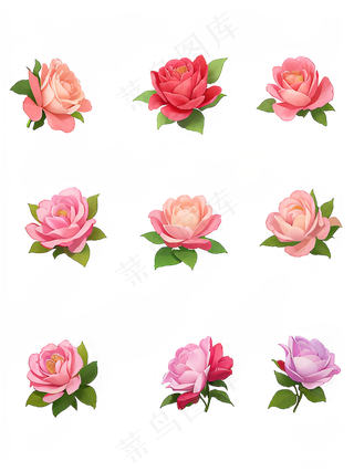 红色 粉色 手绘 免抠 PNG 玫瑰 花 素材5