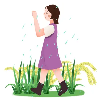 二十四节气谷雨场景插画