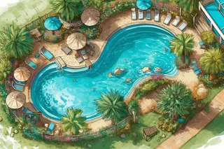 美丽的游泳池区