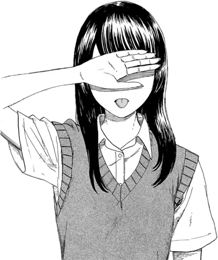 黑白线条捂脸人物简笔