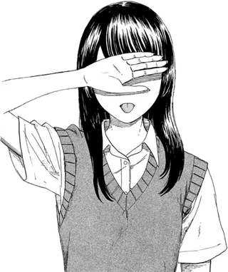 黑白线条捂脸人物简笔