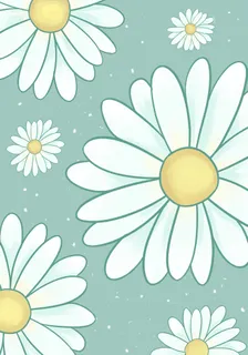 轻质感简约扁平风小白菊海报插画