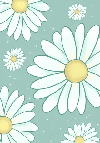 轻质感简约扁平风小白菊海报插画