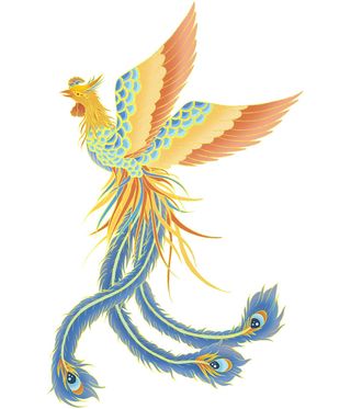 手绘国潮中国风神龙凤凰卡通形象插画装饰元素图案PSD设计素材