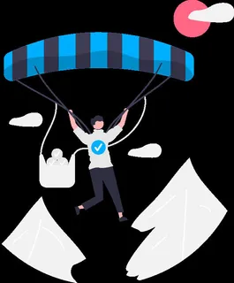 2.5d跳伞插画小图标素材