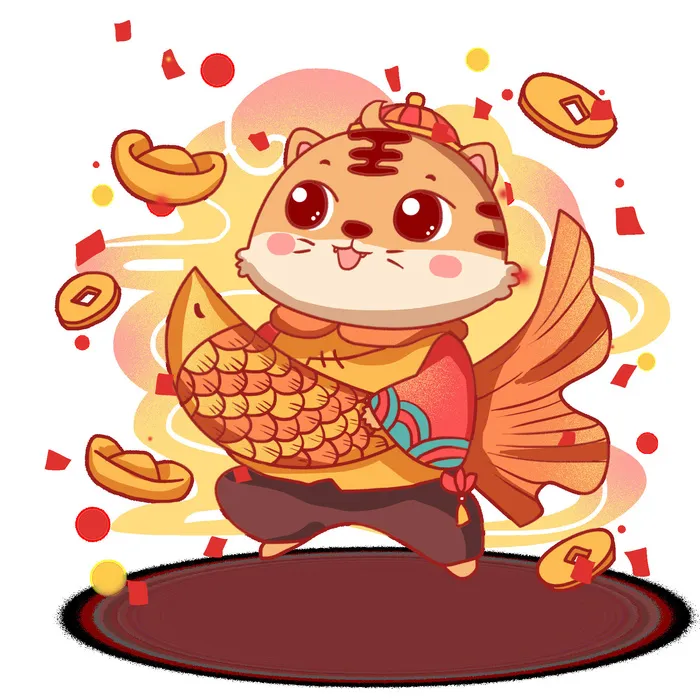 可爱2022年虎年吉祥物卡通形象新年海报元素AI矢量图PSD分层设计素材psd模版下载