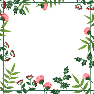 花与叶子卡通边框