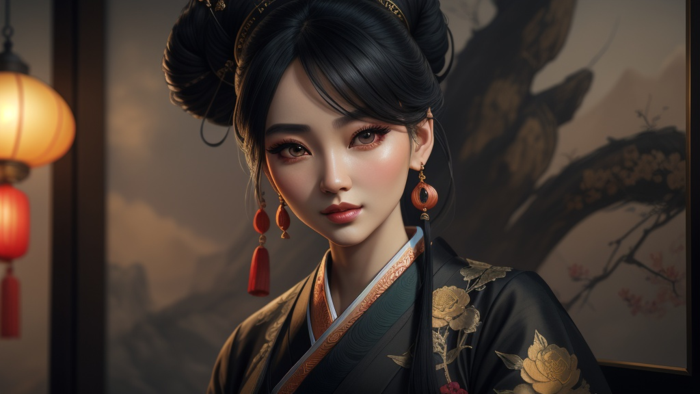 霸气古风御姐AI插画