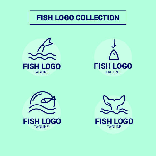 商务海洋鱼类海鲜图标LOGO标识标志标签水产图形AI矢量EPS素材图eps,ai矢量模版下载