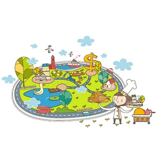 矢量食品小岛插画