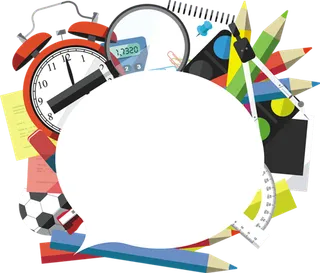 对话框闹钟铅笔装饰素材少儿兴趣班