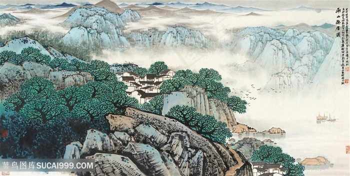 唯美水墨山脉高清艺术挂画