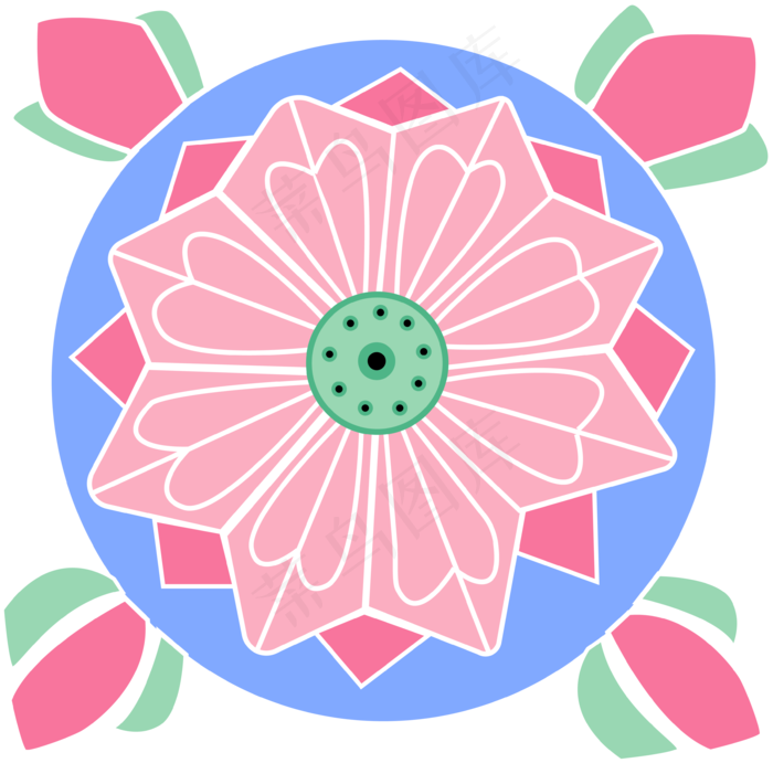 彩色 莲花 北魏 石刻