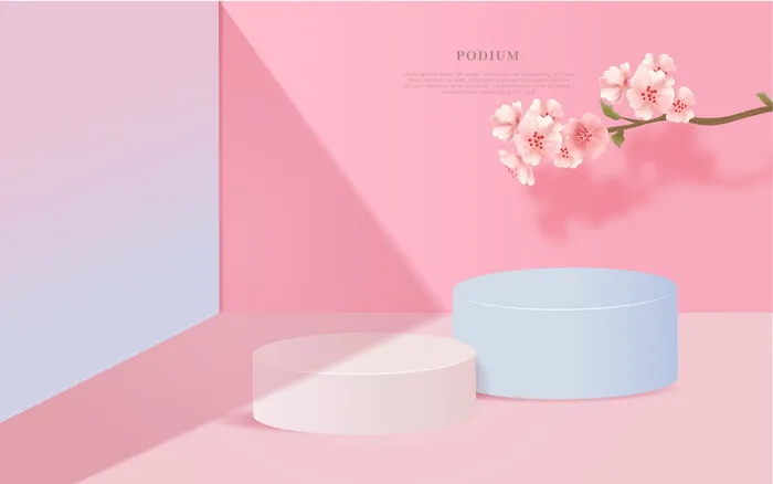 电商粉色产品展示台素材eps,ai矢量模版下载