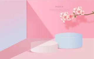 电商粉色产品展示台素材