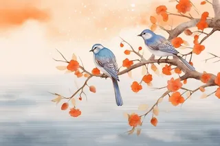 秋季落叶简约清新淡雅背景