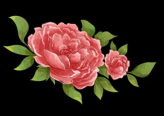 手绘国潮中国风古典牡丹花国花花卉装饰图案PSD设计素材