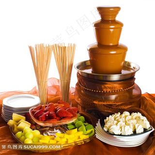 巧克力喷泉火锅和新鲜水果