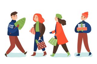 冬天服饰服装冬装穿冬装保暖冬季卡通人物男女装Ai矢量图片素材