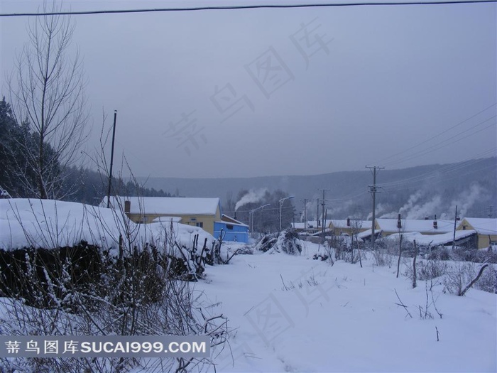 高清大雪田园风光图片