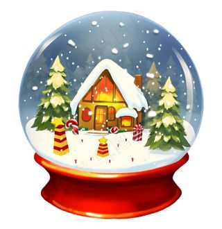 圣诞水晶球玩具礼物卡通插画免抠