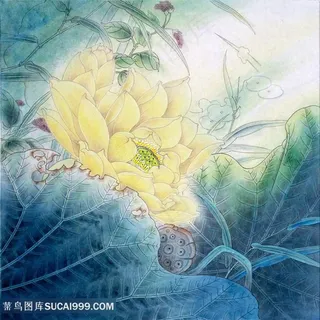 工笔画莲花中式装饰画 工笔画莲花中式装饰画
