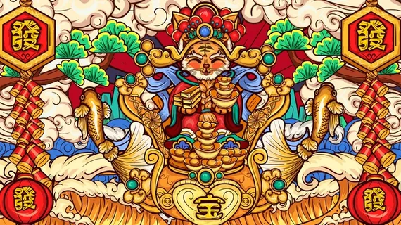 虎年中国风萌虎插画 虎年中国风萌虎插画