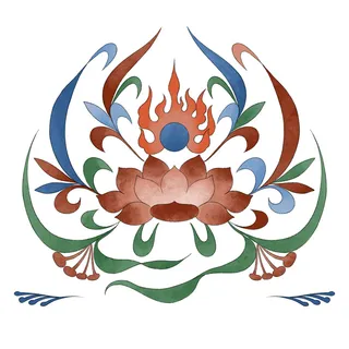 复古中国风国潮敦煌花纹花草插画手绘装饰小元素PSD素材