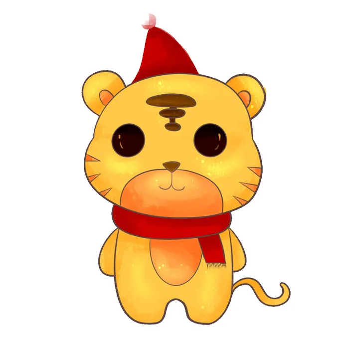 2022虎年吉祥物卡通公仔小老虎形象设计福字元素手绘插画psd素材(2000x2000)psd模版下载