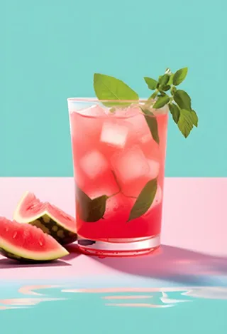 冰镇饮料西瓜汁薄荷海洋背景