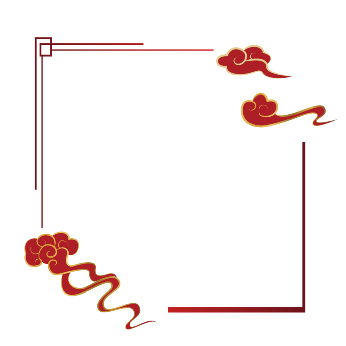 中国风中式传统祥云图案国潮古风边框云纹装饰元素PNG免抠素材图
