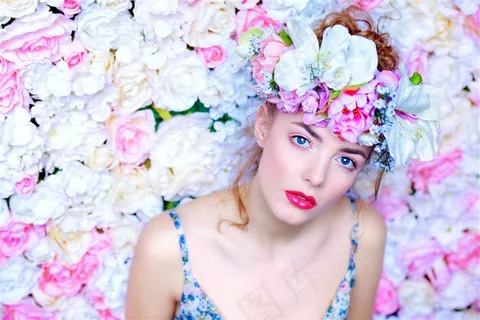 戴着美丽花环的美女 戴着美丽花环的美女