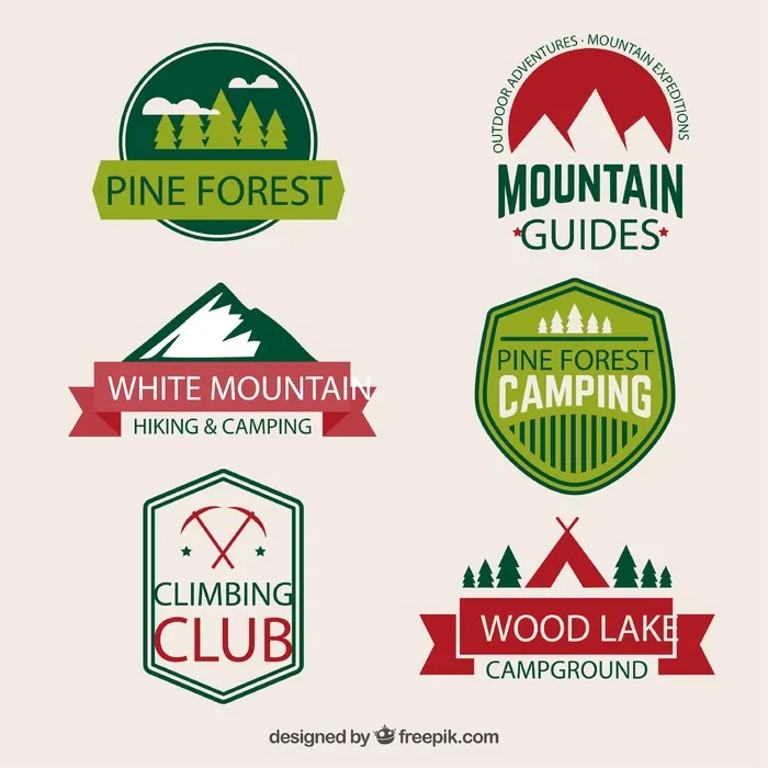 免抠户外登山运动标签ai矢量模版下载